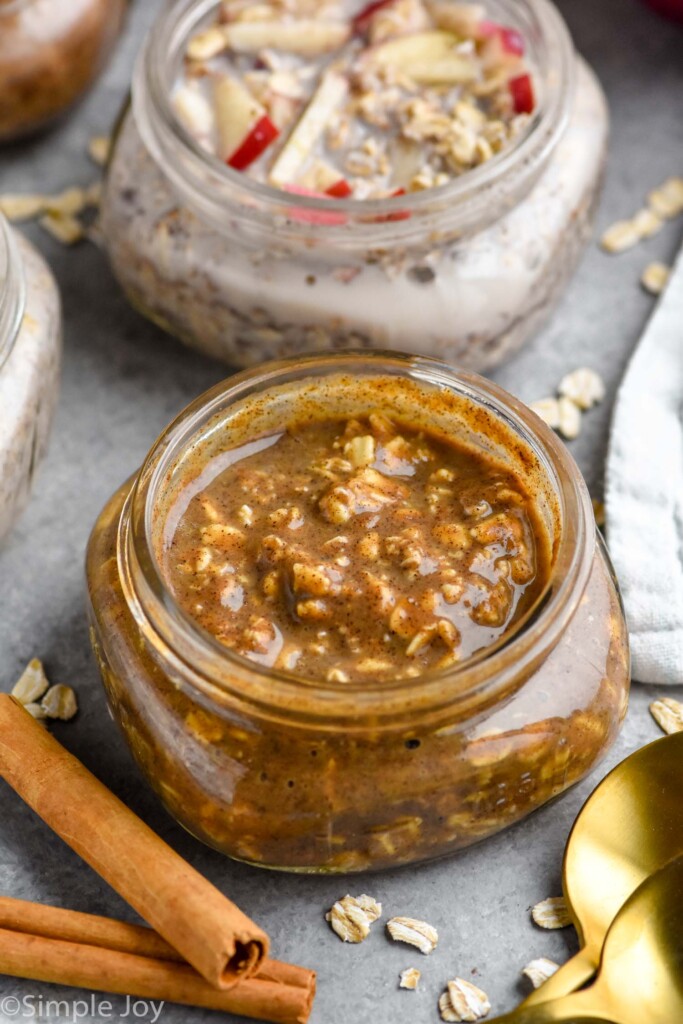 small mason jar full of pumpkin overnight oats