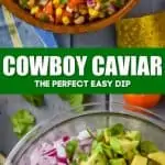 collage of photos of texas caviar recipe