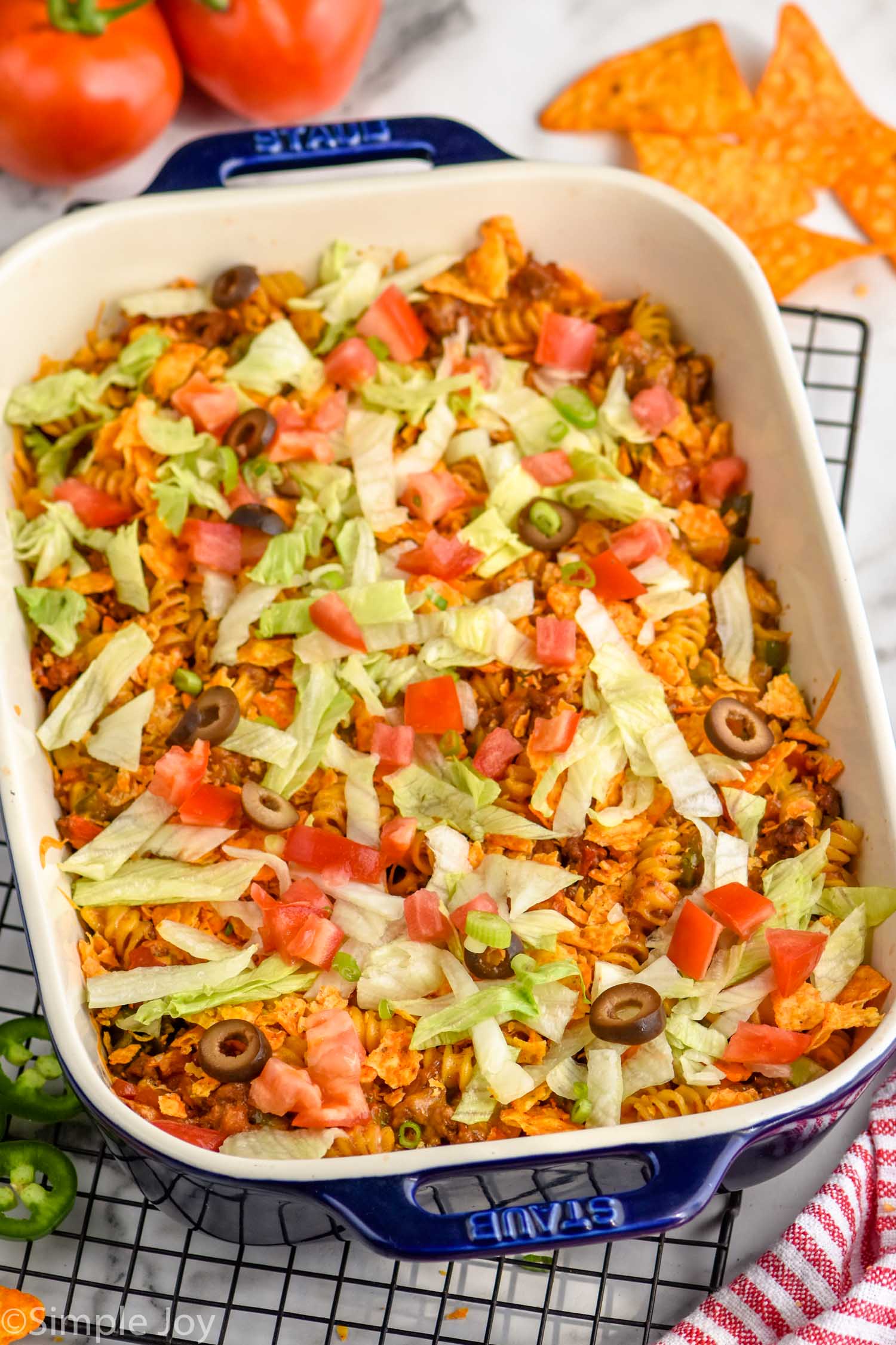 casserole dish full of taco casserole