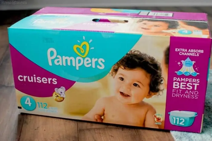 A photo of a box of Pampers Diapers