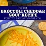 collage of photos of broccoli cheddar soup