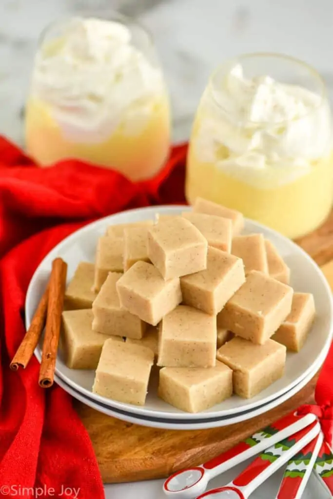 eggnog fudge on a plate