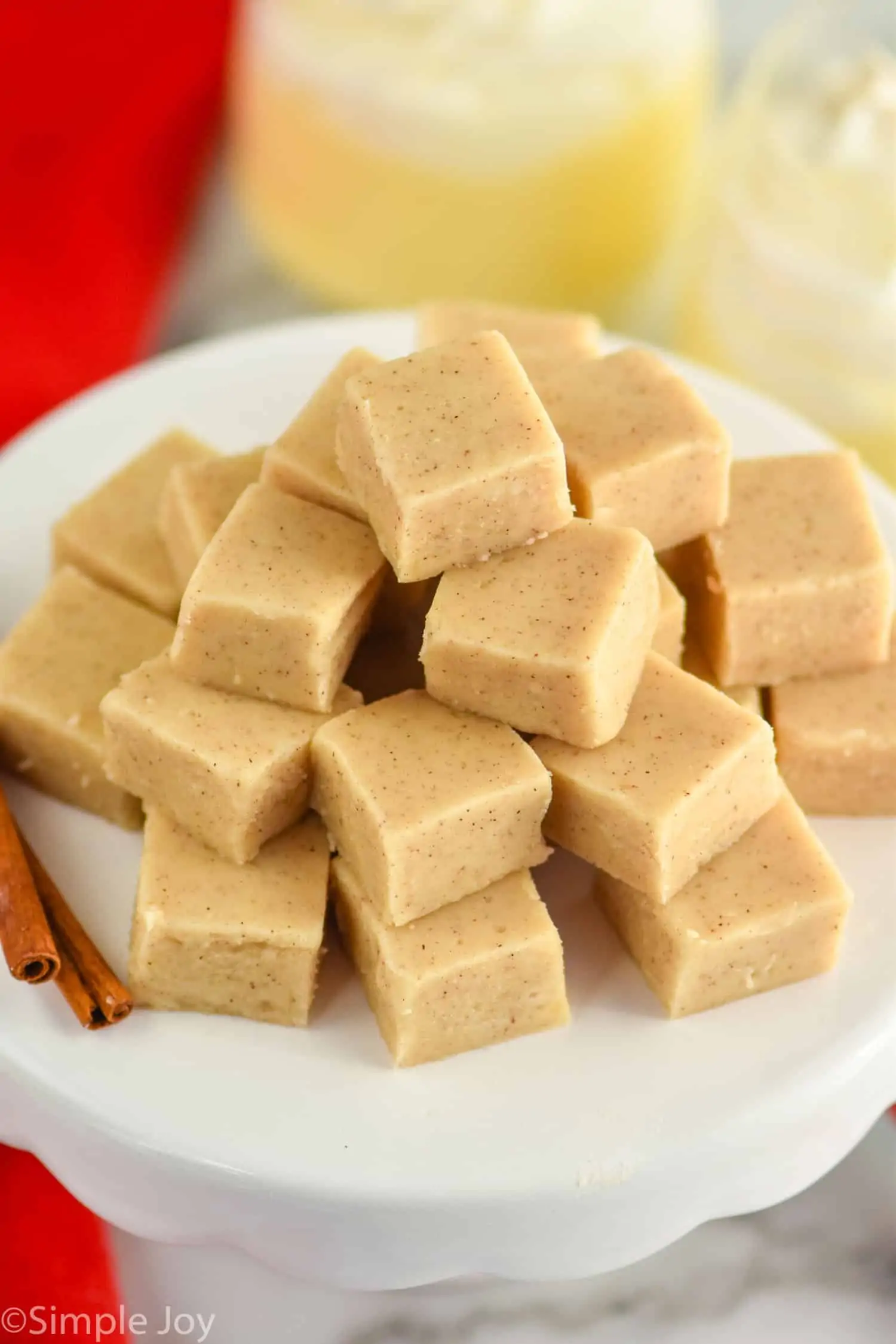eggnog fudge recipe on a platter - 21