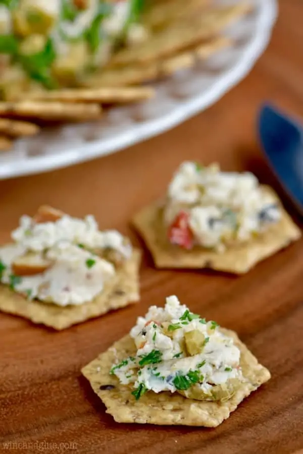 Some of the Olive Cheeseball on the Multi-Seed cracker