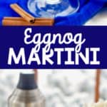 collage of photos of eggnog martini