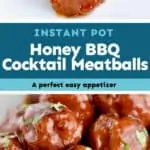 collage of photos of instant pot cocktail meatballs