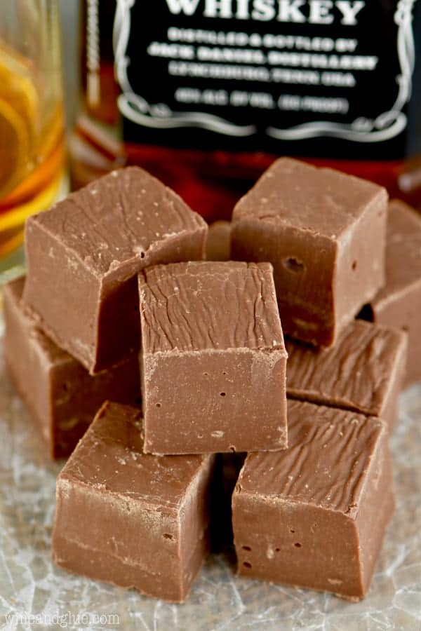 A pile of the Jack Daniel's Fudge which is shaped as small cubes. 