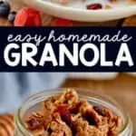 collage of photos of homemade granola