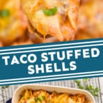 pinterest graphic of taco stuffed shells