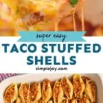 pinterest graphic of taco stuffed shells