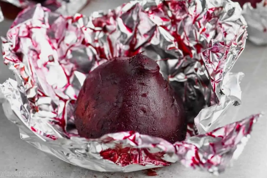 roasted beet sitting in open foil