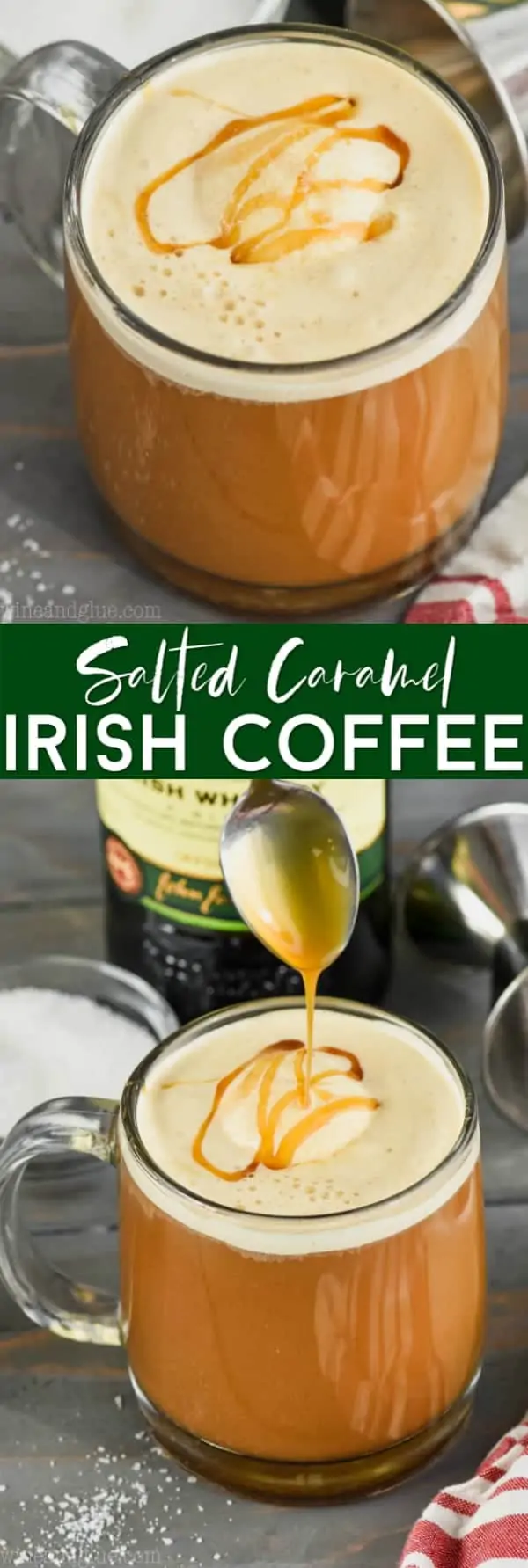 collage of photos of salted caramel Irish coffee recipe