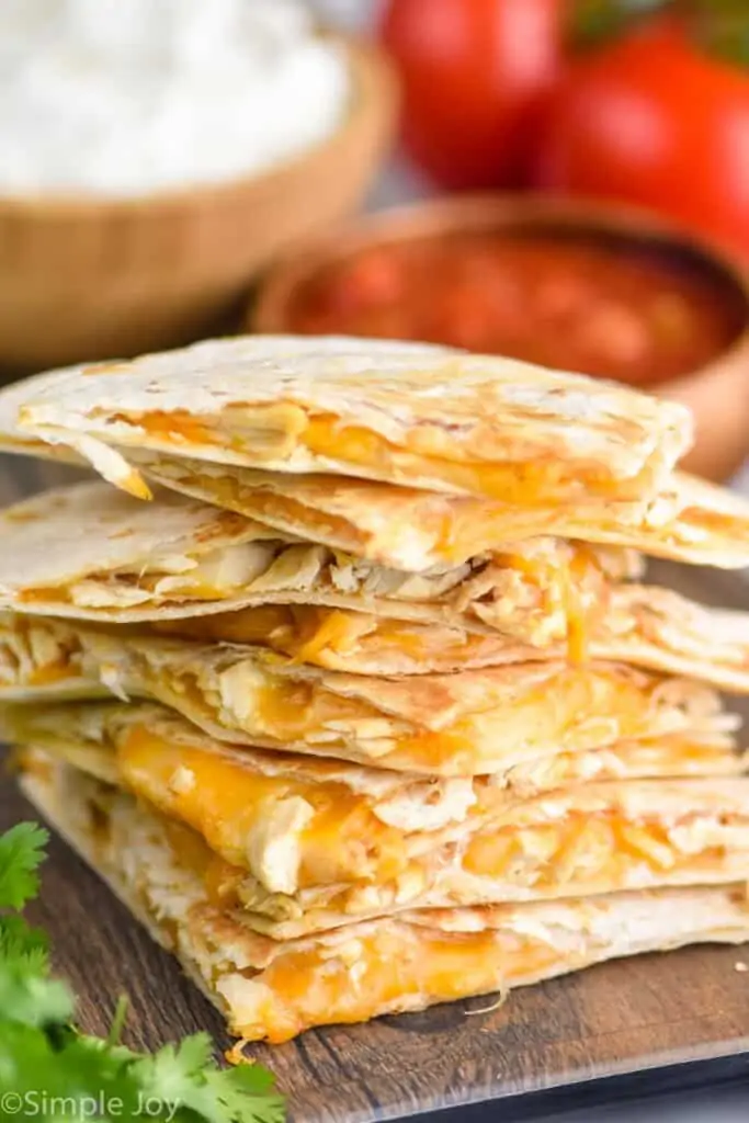 a stack of Taco Bell chicken quesadillas