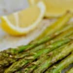 This Oven Roasted Asparagus Recipe is only five minutes of preparation! The perfect weeknight side dish recipe!