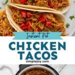 pinterest graphic of instant pot chicken tacos