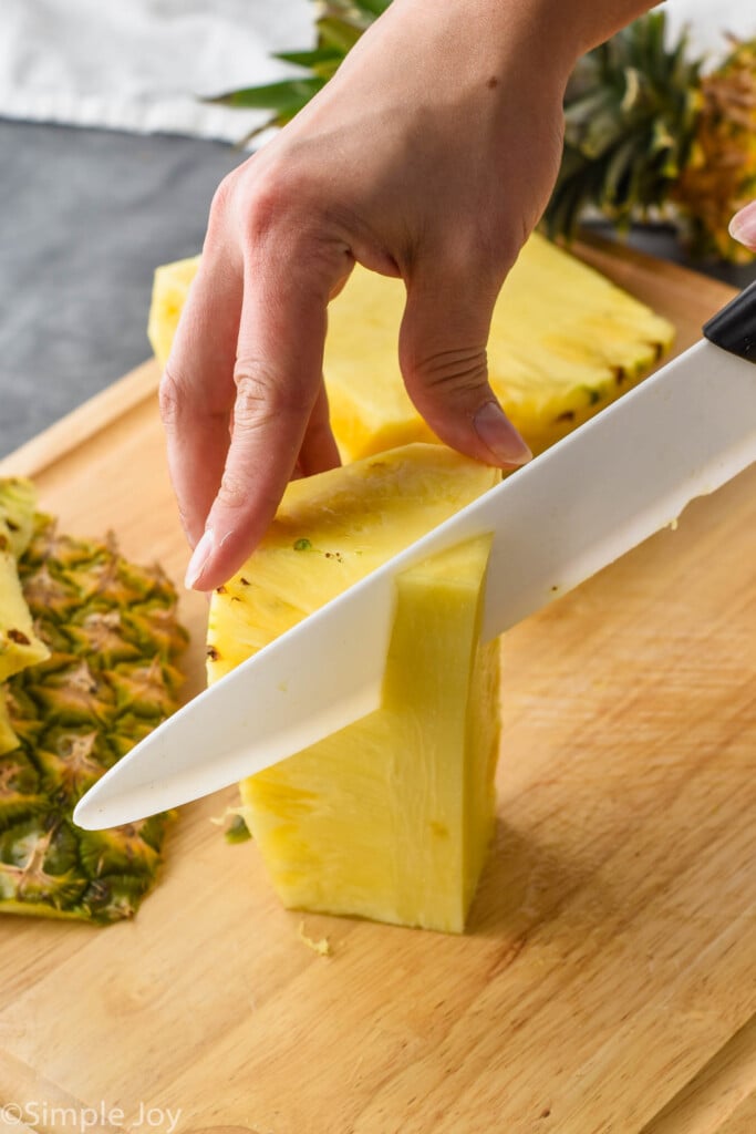 a pineapple with the core being cut out