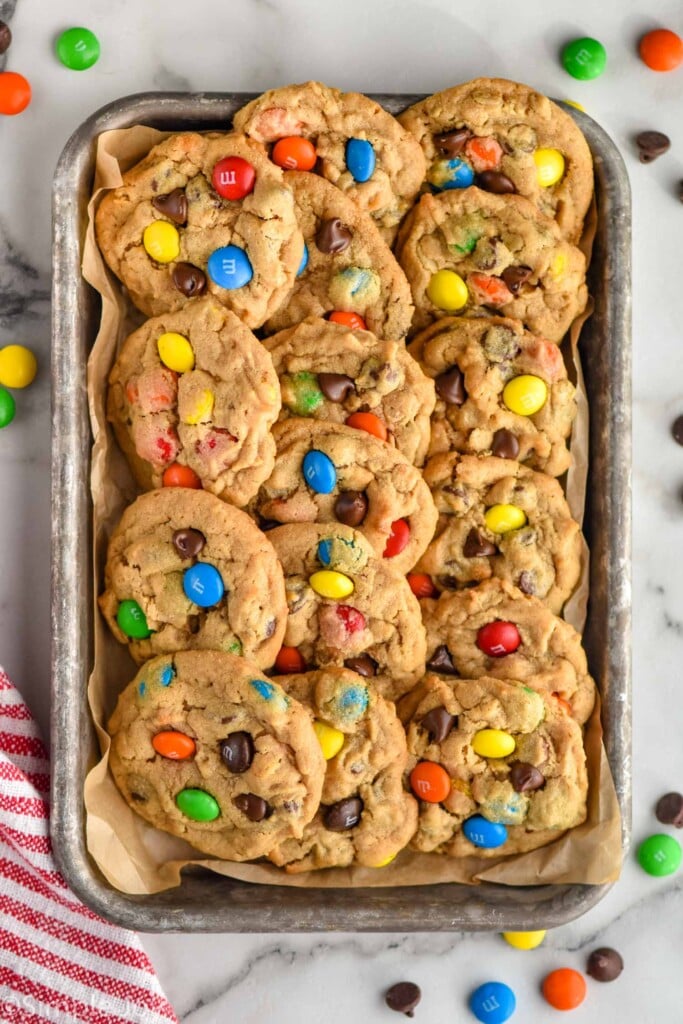 Overhead photo of Monster Cookies.