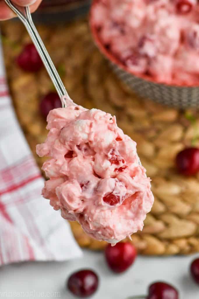 spoonful of cherry cheesecake fluff