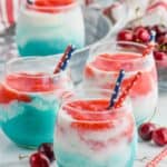 layered wine slushies with red white and blue for fourth of july cocktail - 7