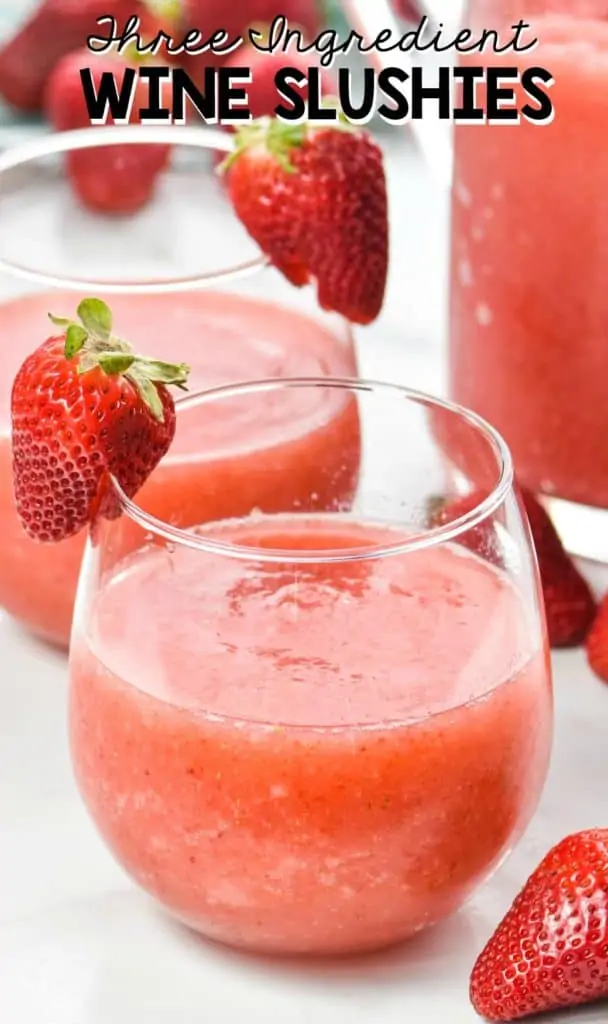 glasses of strawberry wine slushies