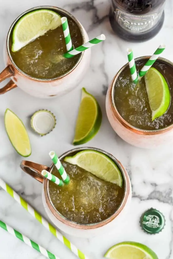 overhead view of frozen moscow mules