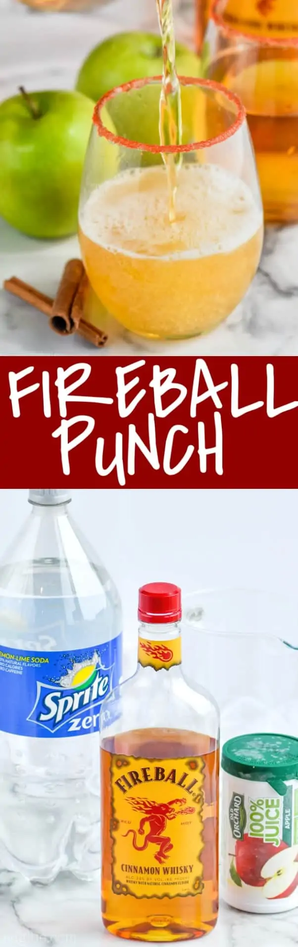 fireball punch being poured into a glass