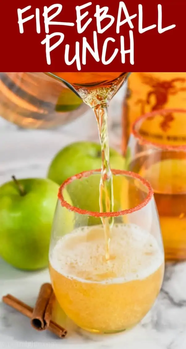 fireball punch being poured into a glass