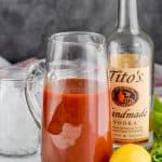 pitcher of the best bloody mary mix with a bottle of vodka - 8
