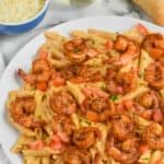 creamy cajun shrimp pasta recipe on a plate