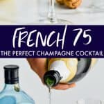 collage of french 75 recipe pictures