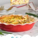pinterest image for ham and cheese quiche