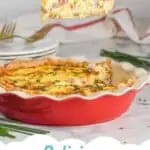 pinterest image for ham and cheese quiche
