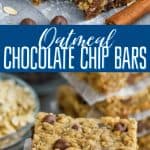 collage of photos of oatmeal chocolate chip bars
