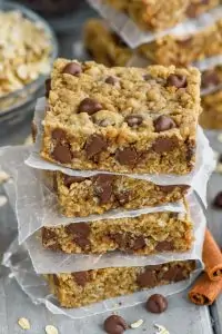 stack of the best oatmeal chocolate chip bars