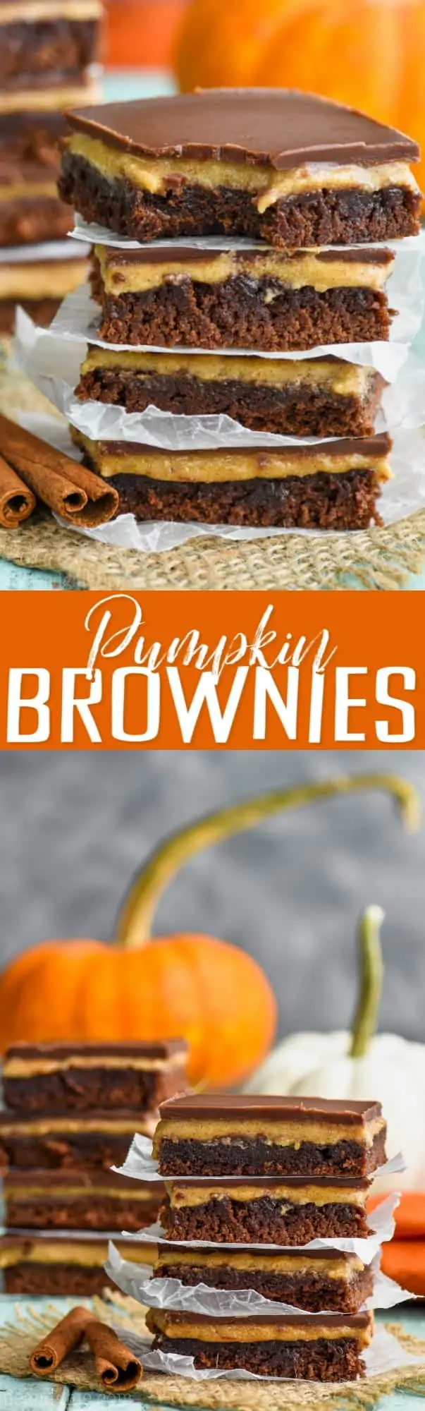 stack of the best pumpkin brownie recipe