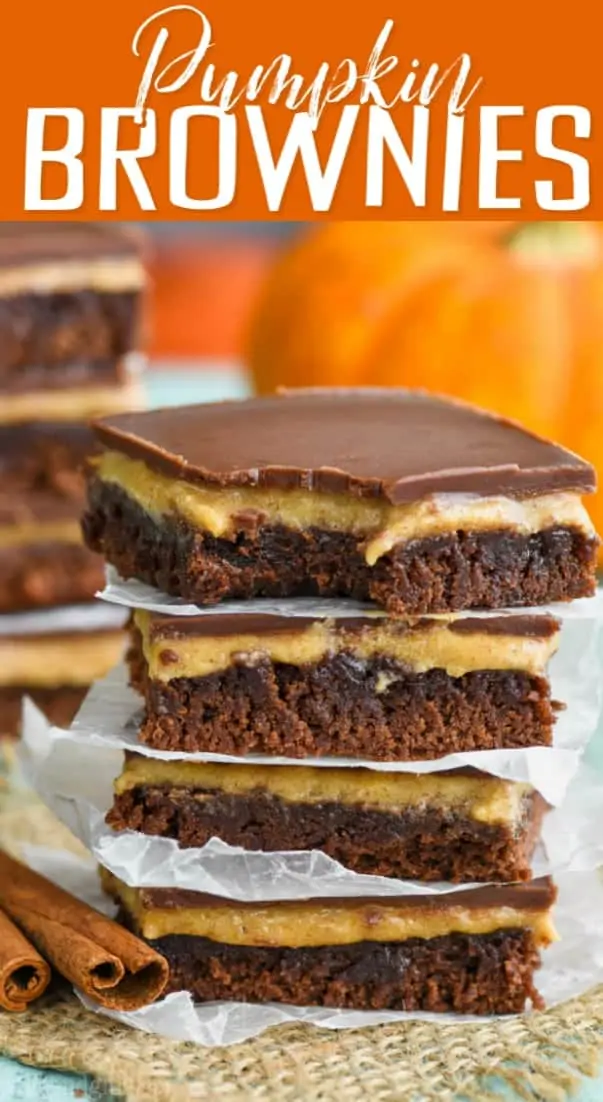 stack of the best pumpkin brownie recipe