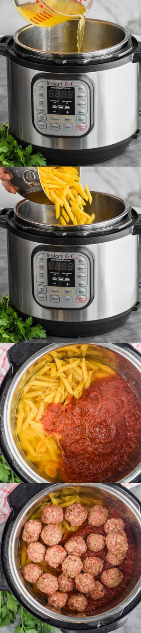 collage photo of how to make meatballs in the pressure cooker