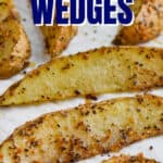 baked potato wedges on a tray