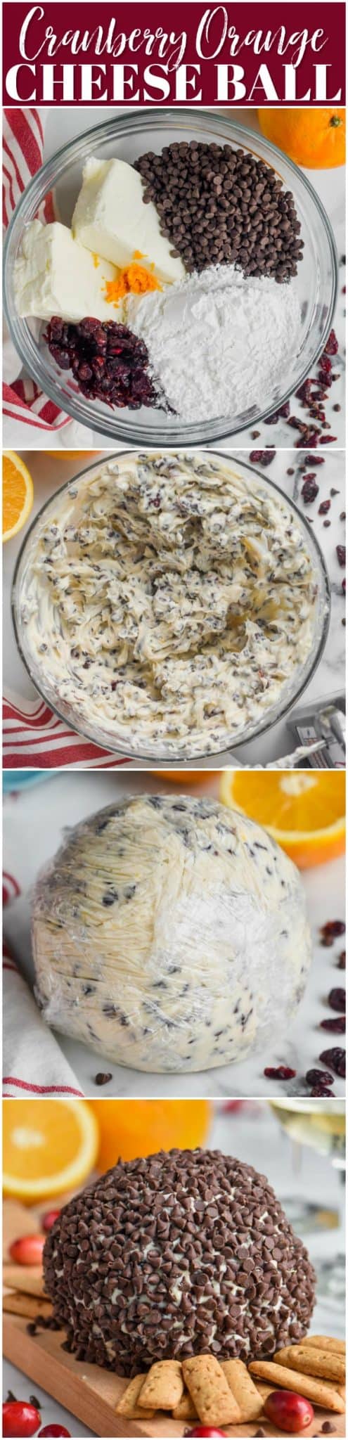collage of how to make a cheese ball