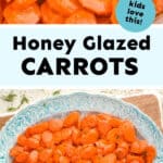 collage of photos of honey roasted carrots