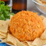 homemade cheese ball recipe on a plate with tortilla chips - 24