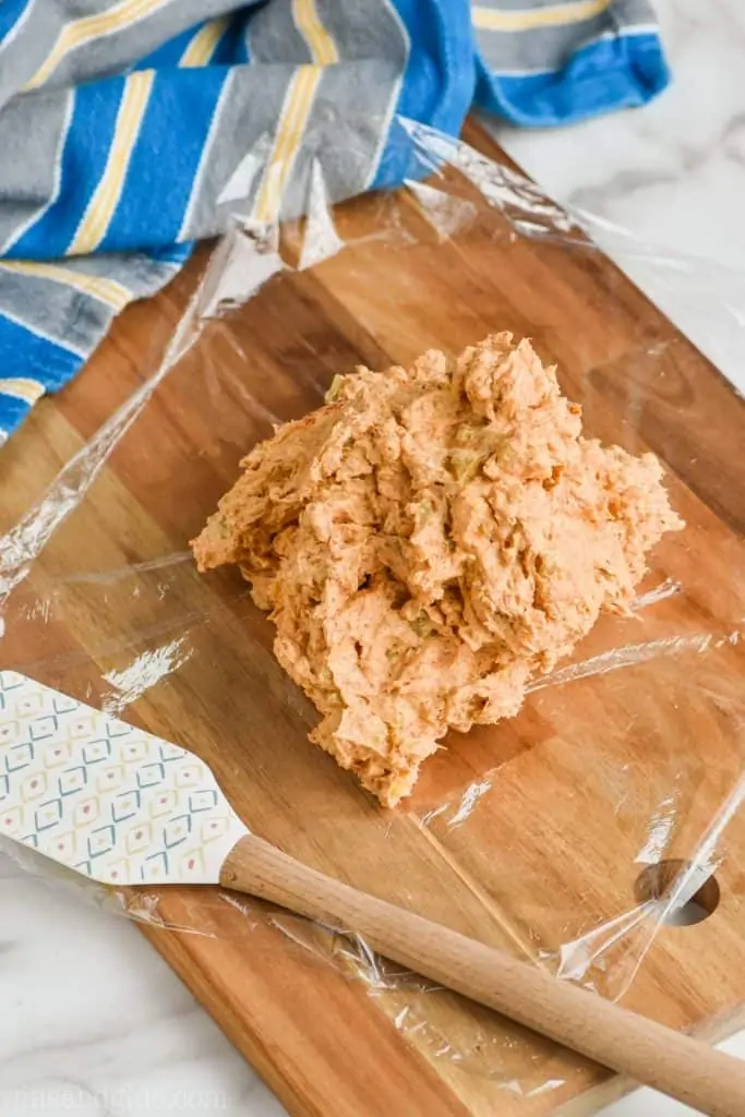 easy cheese ball mixture waiting to be formed into a ball