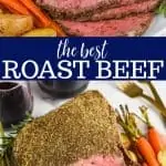 up close view of beef top round roast recipe sliced