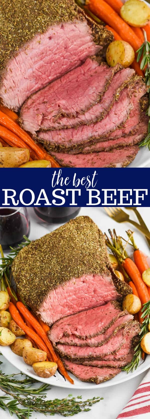 up close view of beef top round roast recipe sliced