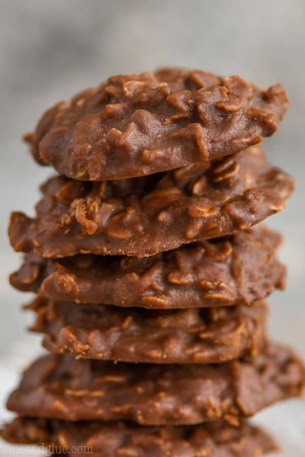 a stack of coconut chocolate peanut butter cookies