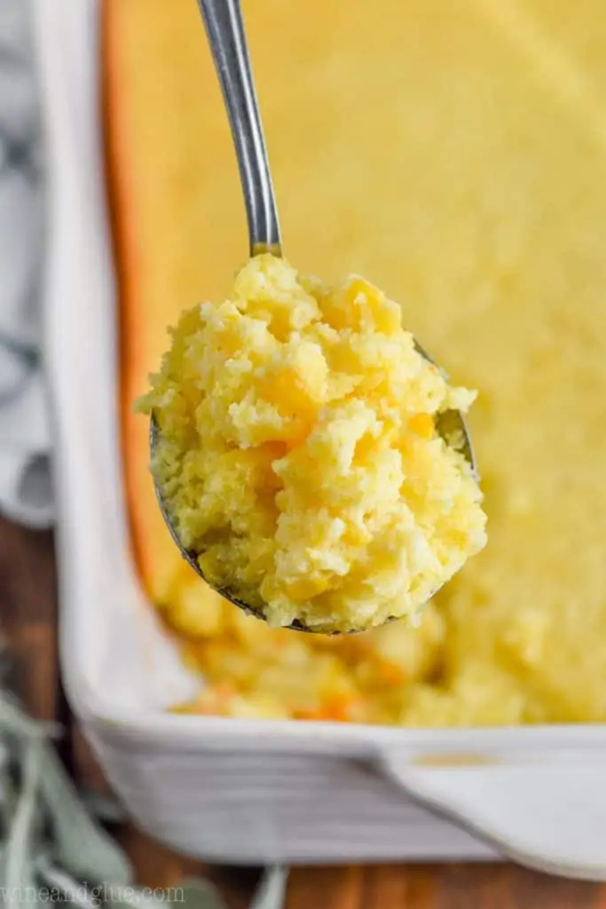 spoonful of corn pudding casserole