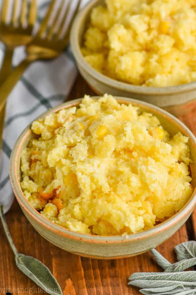 small bowl full of easy corn casserole recipe