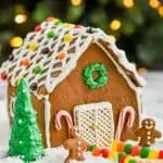 picture of beautifully decorated gingerbread house recipe