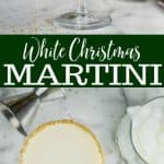 christmas martini in glasses rimmed with gold sugar