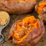 a crock pot sweet potato with brown sugar and butter on it - 21
